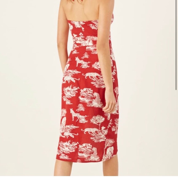 NWT Reformation Retro Red Print Kaila midi wrap dress - Picture 3 of 4